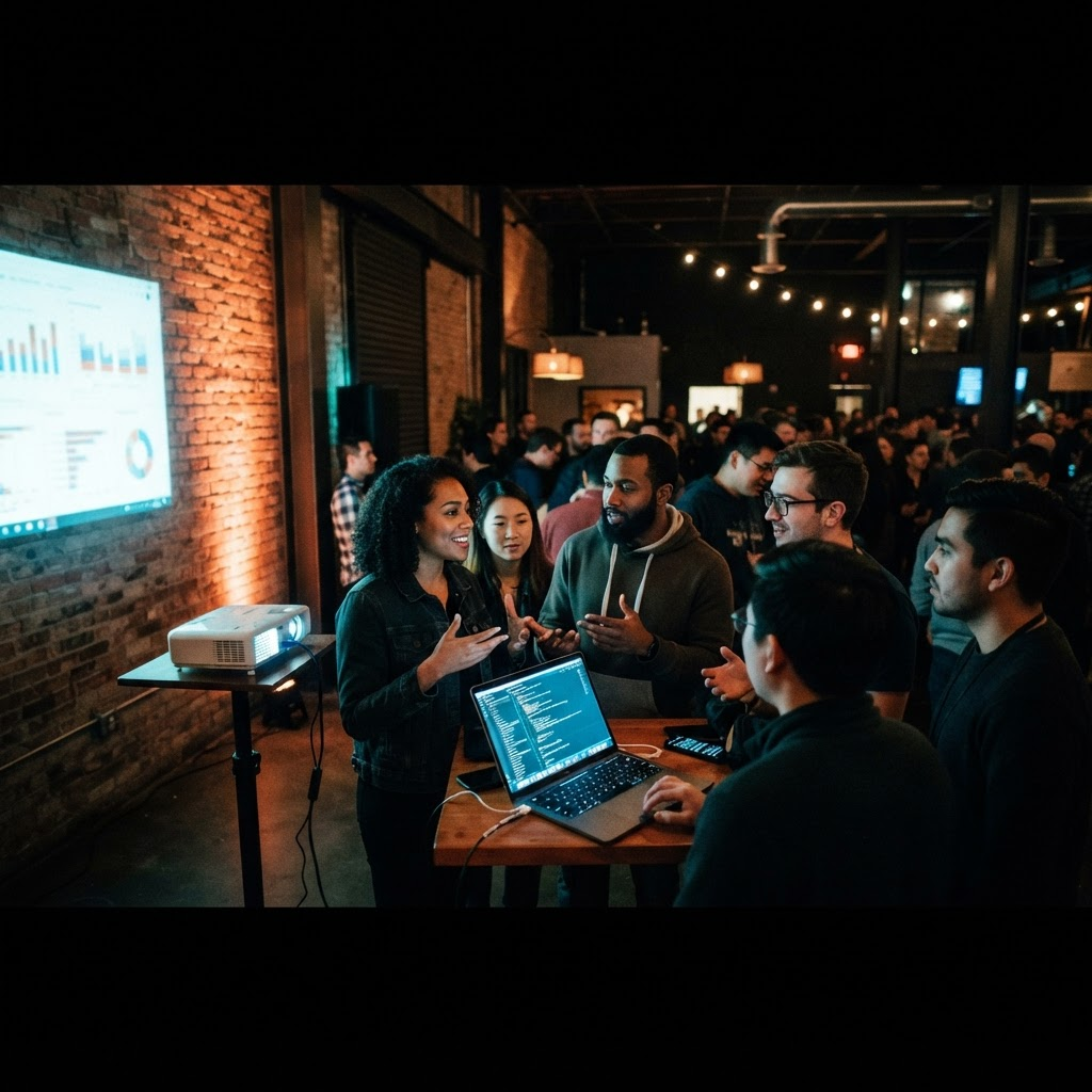 Builders collaborating at the meetup